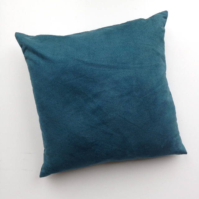 CUSHION, Blue Teal Velvet Feel 40cm (1 is embroidered on one side)